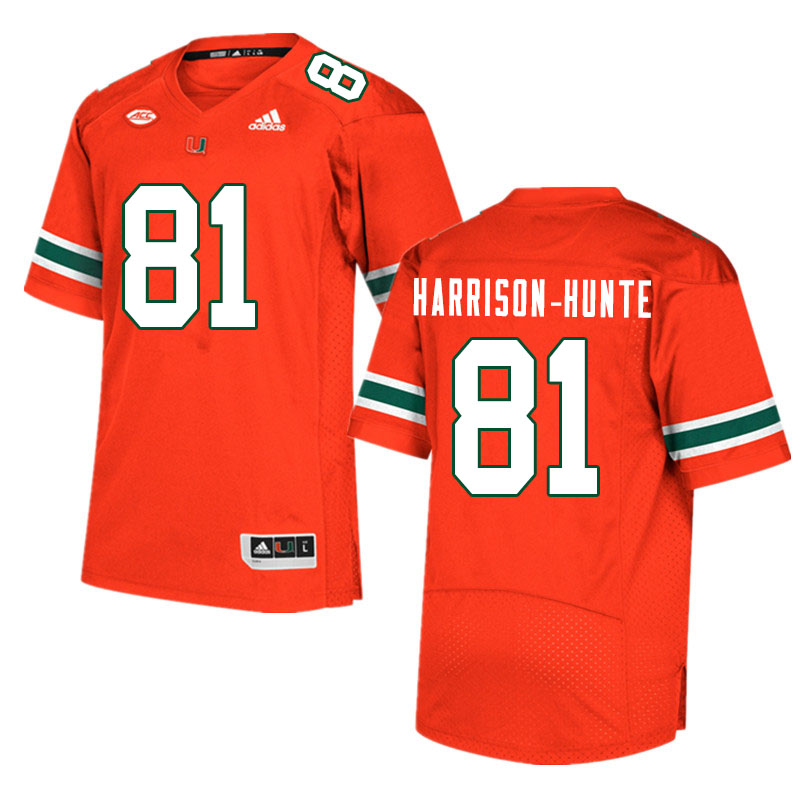 Men #81 Jared Harrison-Hunte Miami Hurricanes College Football Jerseys Sale-Orange - Click Image to Close